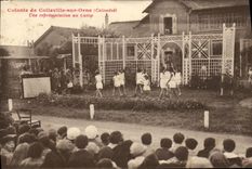VINTAGE POSTCARD Colleville On Orne Colony a representation with the camp Children