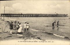 VINTAGE POSTCARD Courseulles On Sea the Beach and the Pier