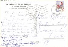 MODERN CARD France Seen of the Sky Creully L Church and the Place of the Market