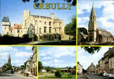 MODERN CARD Creully the Castle L church the Place E Paillaud the Camp site the Place