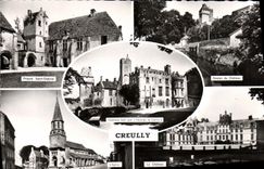 CPM Creully Prieure St Gabriel Donjon du chateau Eglise