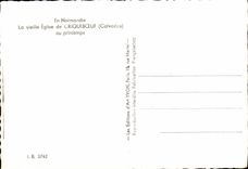 MODERN CARD As a Norman the Old Church of Cricqueboeuf in spring