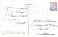 VINTAGE POSTCARD Deauville Flowered Beach Boat