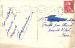 VINTAGE POSTCARD Deauville Flowered Beach Yacht in the Basin Boats