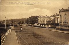 VINTAGE POSTCARD Deauville Flowered Beach Boulevard Cornice Casino and Normandy