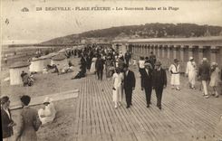 VINTAGE POSTCARD Deauville Flowered Beach New Baths and the Beach