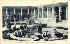 VINTAGE POSTCARD Deauville Flowered Beach L Atrium