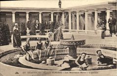 VINTAGE POSTCARD Deauville Flowered Beach the New Baths L Atrium