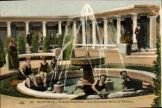 VINTAGE POSTCARD Deauville Flowered Beach New Baths and L atrium