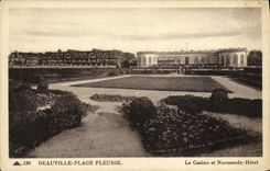 VINTAGE POSTCARD Deauville the Flowered Beach the Casino and Normandy Hotel