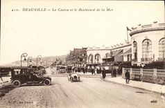 VINTAGE POSTCARD Deauville the Flowered Beach the Casino and the boulevard of the sea