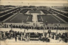 VINTAGE POSTCARD Deauville the Flowered Beach the terrace of the casino gardens and the beach