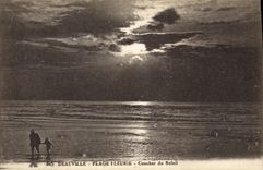 CPA Deauville La Plage Fleurie Coucher du Soleil