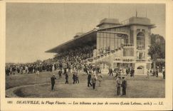 VINTAGE POSTCARD Deauville the Racecourse the Flowered Beach platforms one day of races Hippisme Horses