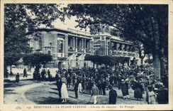 VINTAGE POSTCARD Deauville the Racecourse the Flowered Beach weighing Hippisme Horses