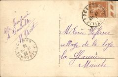 POSTAL Deauville de la VENDIMIA el bulevar florecido del hotel y de Cornuche de Normandia de la playa