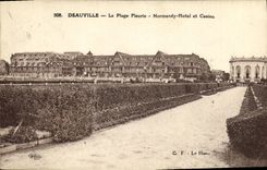 VINTAGE POSTCARD Deauville the Flowered Beach Normandy Hotel and casino