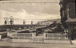 VINTAGE POSTCARD Deauville Normandy Hotel Flowered Beach flowered Terrace of Normandy Hotel
