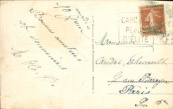 El hotel de Deauville Normandia de la POSTAL de la VENDIMIA florecio la terraza florecida playa del hotel de Normandia