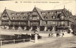 VINTAGE POSTCARD Deauville Normandy Hotel Flowered Beach Normandy Hotel