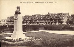VINTAGE POSTCARD Deauville Normandy Hotel Flowered Beach Normandy Hotel seen of the gardens