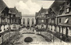 VINTAGE POSTCARD Deauville the Flowered Beach Normandy Hotel the court D honor