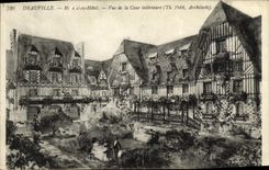 VINTAGE POSTCARD Deauville Normandy Hotel Seen of the Interior Court