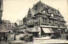 VINTAGE POSTCARD Deauville Normandy Hotel Entered Street Automobile Gontaut Biron