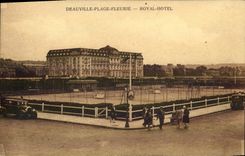VINTAGE POSTCARD Deauville Flowered Beach Royal Hotel Tennis