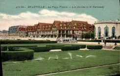 VINTAGE POSTCARD Deauville Plag Flowered Gardens and Normandy