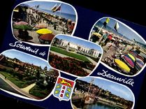 POSTAL MODERNA playa florecida Deauville la playa