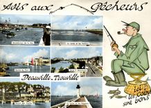 POSTAL MODERNA pescados de Deauville Trouville Pecheur