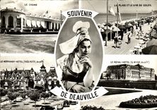 POSTAL MODERNA playa del casino de Deauville y barra del hotel real del hotel de Normandia del sol