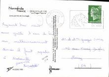 POSTAL MODERNA Deauville la pieza florecida de la playa de la playa