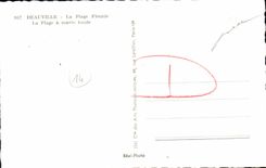 La POSTAL Deauville de la VENDIMIA la playa florecida la playa tiene alta marea