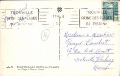 La POSTAL Trouville de la VENDIMIA la reina de las playas la playa tiene alta marea