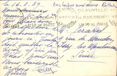 La POSTAL Deauville de la VENDIMIA florecio el hotel y los jardines de Normandia de la playa