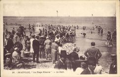 VINTAGE POSTCARD Deauville the Flowered Beach the Bath