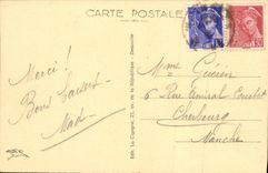 POSTAL Deauville de la VENDIMIA la playa florecida vista de la playa