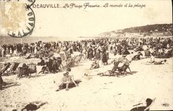 POSTAL Deauville de la VENDIMIA la playa florecida el mundo con la playa