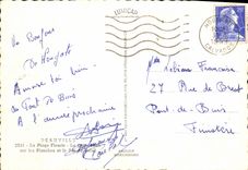 POSTAL MODERNA Deauville la playa florecio la caminata en los tableros y la barra del sol