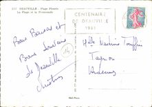 POSTAL MODERNA playa florecida Deauville la playa y la caminata