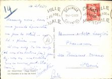 POSTAL MODERNA Deauville florecio los tableros de la playa y la barra del Sun