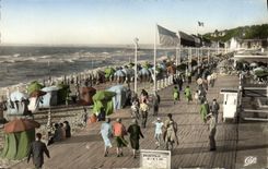 CPA Deauville Plage Fleurie Les Planches et la Plage a maree haute