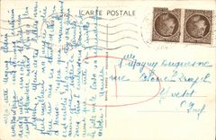 POSTAL Deauville de la VENDIMIA la playa florecida la caminata y la playa