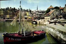 MODERN CARD Honfleur the old Basin Boat