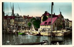 MODERN CARD Honfleur a corner of the Old Basin and Lieutenancy