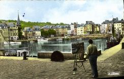 MODERN CARD Honfleur the Picturesque Old man Basin Painter