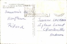 VINTAGE POSTCARD Honfleur Fishing Vessels At the bottom the quay St Etienne Boats