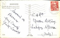 MODERN CARD Honfleur Boats of sin in the Port Boats